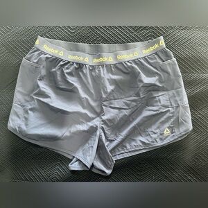 Reebok Gray Performance Shorts with Yellow Trim